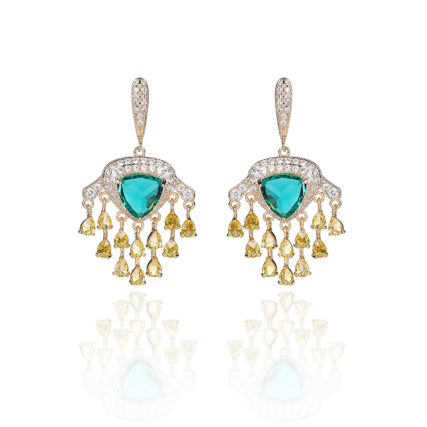 

Classic Cubic Zircon Leaves Earrings for Wedding, Crystals Dangle Earring for Bride, Women Girl Gift CE10774
