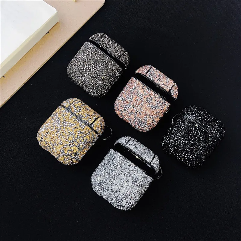 

For AirPods Case Luxury Bling diamonds hard Shell Retro Colorful Glitter Case For Apple Airpods 2 Black Cover Protective Box Bag