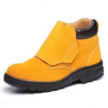 Безопасная обувь Легкий Для мужчин безопасности туфли хаки безопасная обувь Smash-Proof удар дышащей кожане мужские из мягкой кожи рабочие ботинки