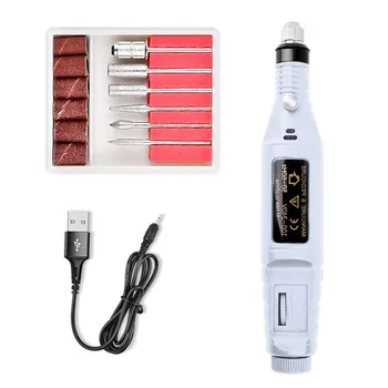 

Electric Nail Polisher USB Powered Nail Polisher Set Pen Type Manicure Nail Polishing Drill Bit Polishing Set ZGOOD