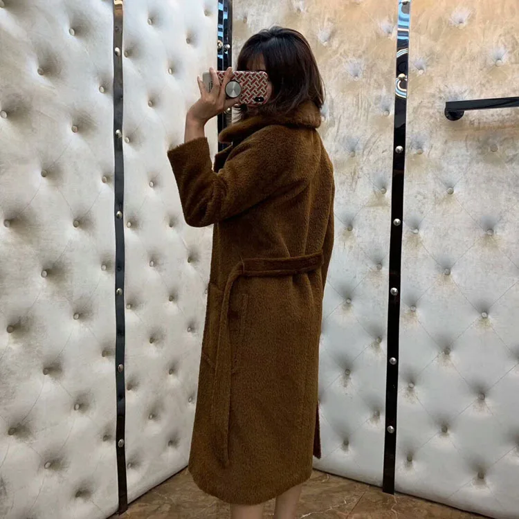 Зимнее женское Новое модное элегантное шерстяное длинное пальто с меховым воротником Свободный стиль по всему миру