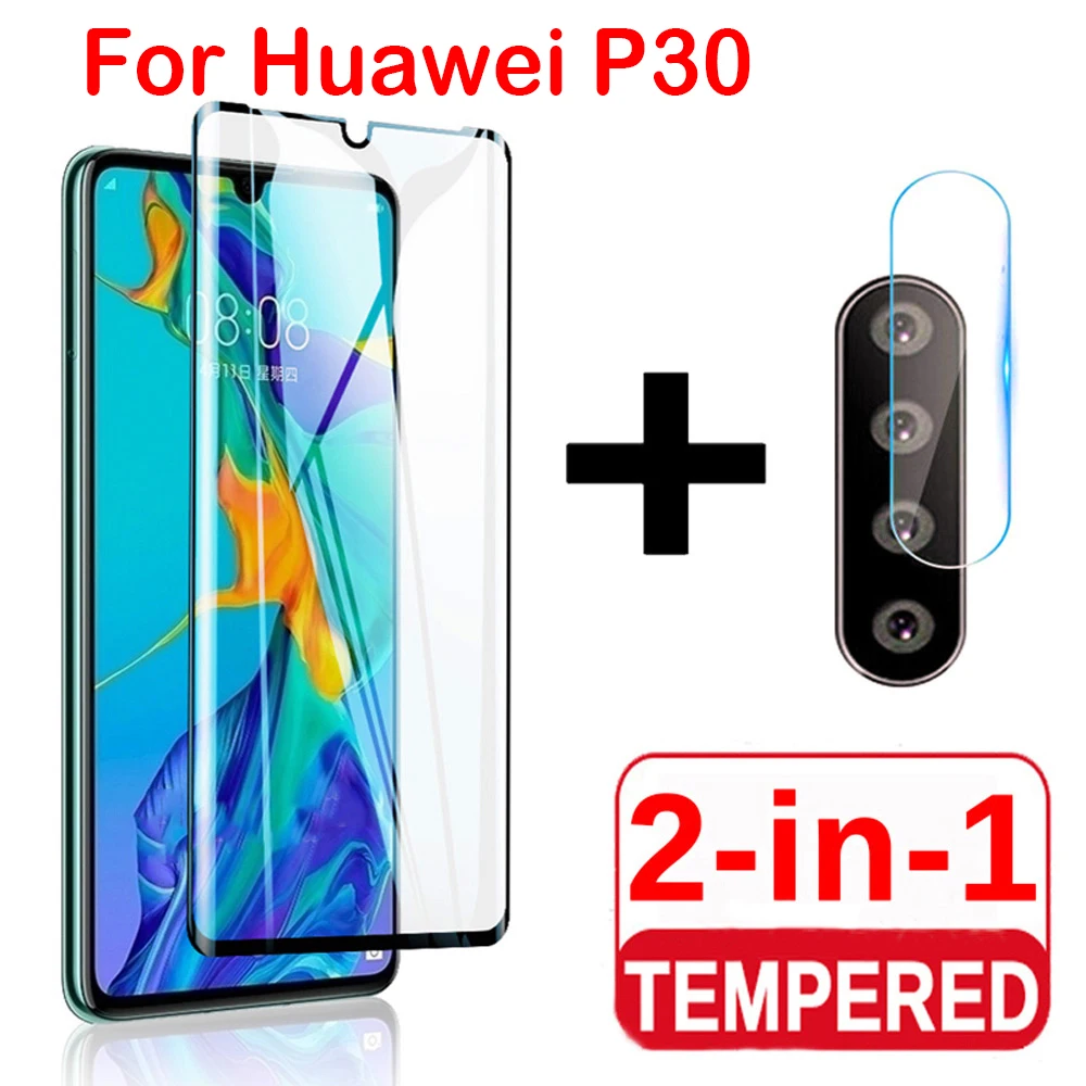 Защитное стекло 2 в 1 для Huawei P30 P30lite объектива камеры полное покрытие Защита