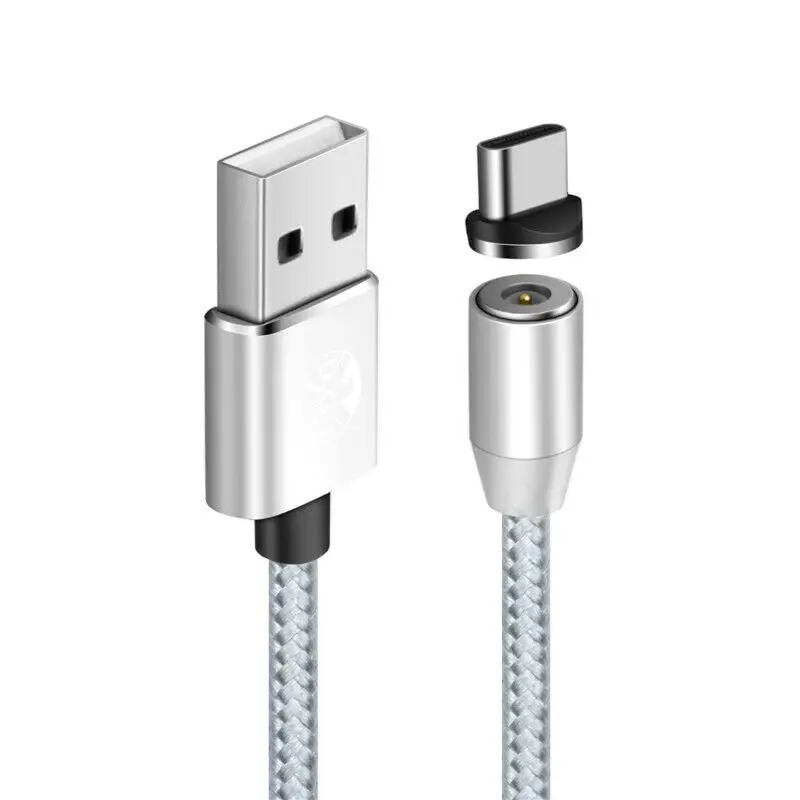 UGI 2.4A 1~ 3M Магнитный адаптер зарядное устройство Micro USB iOS type-C кабель для быстрой зарядки для LG Xiaomi Sumsung iPhone 6 7 8 X XS Лот - Цвет: Silver USB C Cable