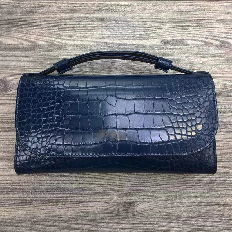 Crocodile Blue Черный клатч со змеиным узором, Женская роскошная дизайнерская сумка Bradn через плечо, сумки из змеиной кожи, женская сумка-тоут, ручная сумка - Цвет: Crocodile Blue