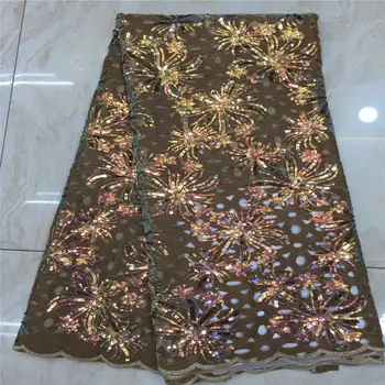 

Orange Velvet Lace Fabric for Dresses Latest Nigerian French Tulle Lace with Sequin High Quality African Sequins Lace Fabric