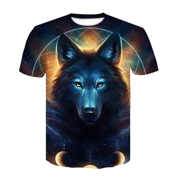 

Summer men and women new wolf series 3D printing fashion short-sleeved T-shirt short-sleeved oversized t shirt animal clothes