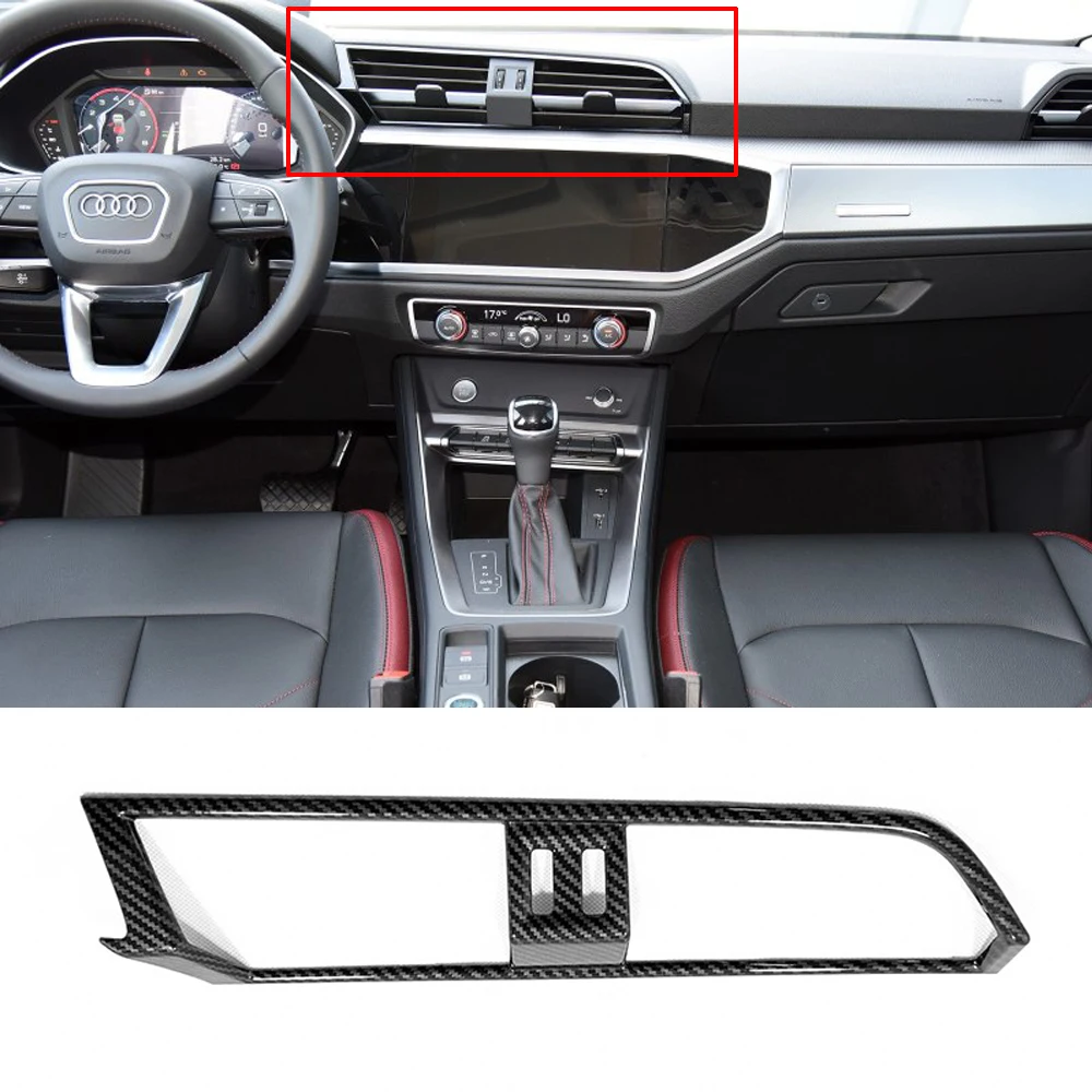 

Матовые автомобильные аксессуары из углеродного волокна для Audi Q3 2019 2020 ABS, отделка для отверстия среднего кондиционера, декоративная панель, крышка