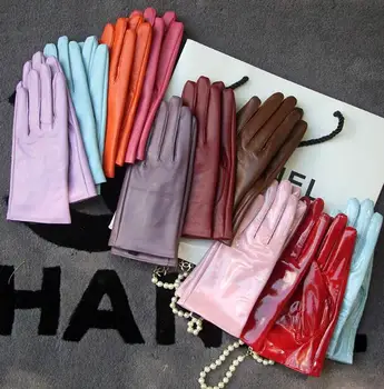 

Women's genuine leather brief glove lady's warm natural sheepskin leather plus size fashion slim driving glove R2460