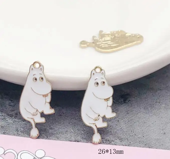 

100 pcs cartoon Japanese anime hippo Necklace earrings Key chain Metal Charm Pendants DIY Jewelry Making