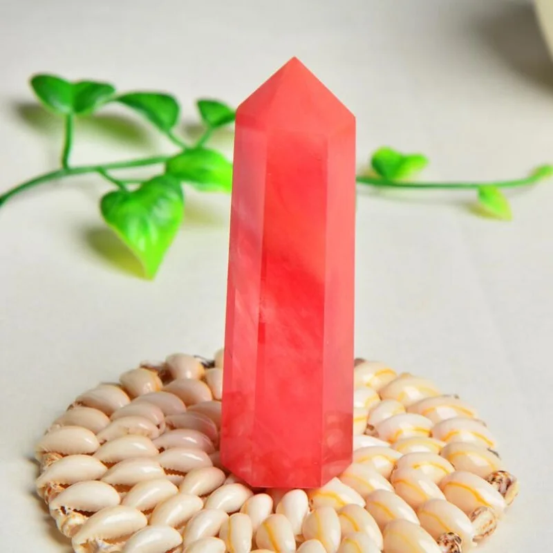1 pcs red melting stone hexagonal prism crystal column home