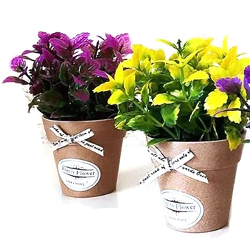 

2PCS Artificial Plant Artificial Flower Fake Flower Small Mini Potted Bonsai Green Plant Decorative Flower