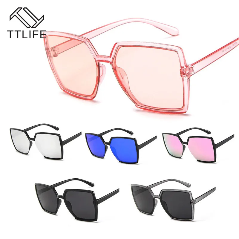 

TTLIFE Oversized Sunglasses Women Big Frame Square Sun Glasses Men Brand Designer 2019 New Vintage Gradient Shades Eyewear UV400