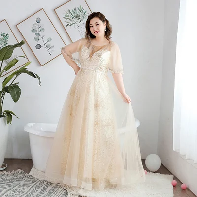 Золотой Формальные платья с кисточками, рукав до локтя, Robe De Soiree T294 размера плюс, длина в пол, женские вечерние платья, новые Кристальные вечерние платья - Цвет: Золотой