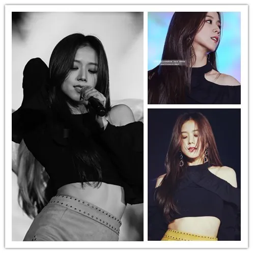 Kpop, черная, розовая, jisoo same, летняя, тонкая, сексуальная, с открытыми плечами, черная футболка, женская, модная, с длинным рукавом, с воротником, футболка, женские топы
