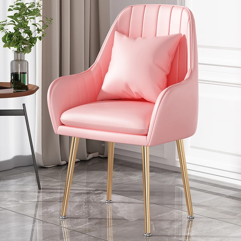 PU Leather Dinning Chair Nordic Style Furniture Black Golden Foot Makeup Armchairs For Bedroom Decoration Chairs Kitchen Chair
