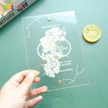 Двухсторонняя печать на заказ прозрачная акриловая Цветочная карта с клеем заказное украшение на день рождения подарок для детской комнаты DIY