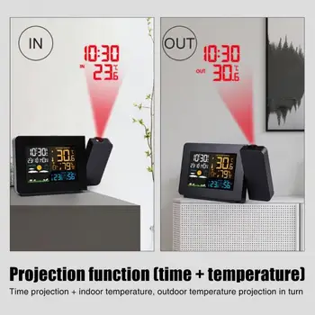 

Digital Alarm Clock Desktop Clock With Projector Color Screen Time Projection Clock Multi-Function Weather Calendar Time Watch