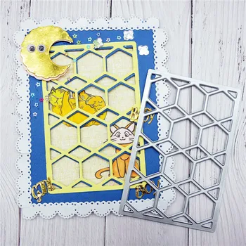 

YaMinSanNiO Diamond Background Metal Cutting Dies Beehive Frame Dies for Card Making Scrapbooking Cuts Decor Stencil Craft New