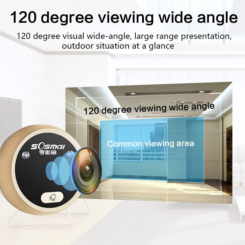 2.8inch Color Screen Digital Doorbell 120 Degree Door Eye Doorbell Electronic Peephole Door Camera Viewer Door Bell Night Vision