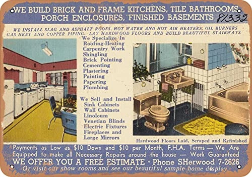 Metal Sign Pennsylvania Postcard - We Build Brick and Frame Kitchens, Tile  bathrooms, Porch enclosures, f - Vintage