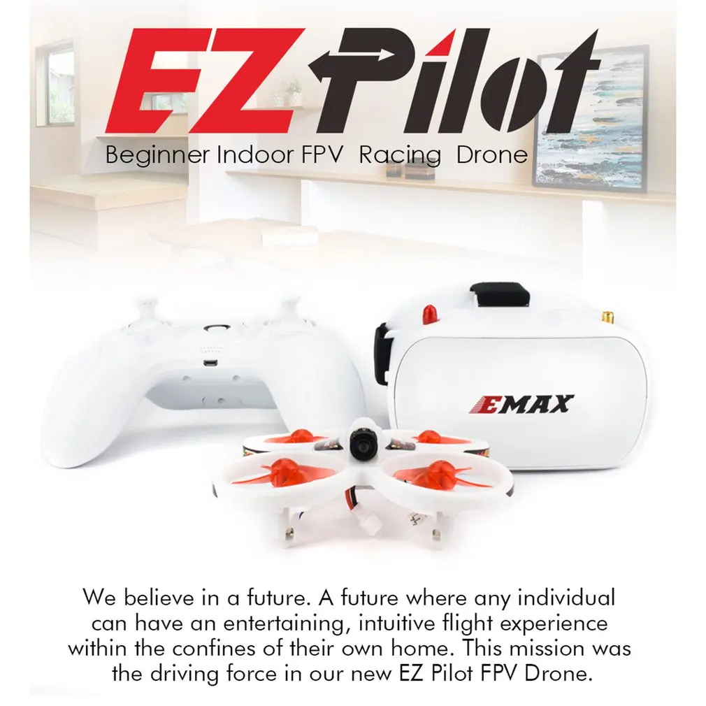 

Emax EZ Pilot Beginner Indoor FPV Racing Drone Corelessmotor Airplane With 600TVL CMOS Camera 37CH 25mW RC Drone RTF