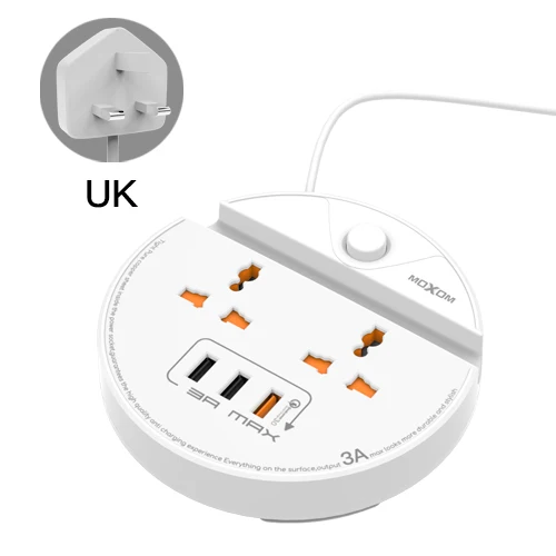 MOXOM розетка с розеткой 2 порта Переключатель 3 USB разъем Быстрая зарядка 3,0 удлинитель с поддержкой мобильного телефона - Тип штекера: MX-ST02W