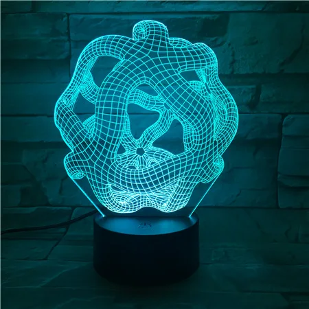 

Foreign Trade Electricity Supplier New Style Abstract 3D Visual Lamp Colorful Remote Control Touch Control LED Light Creative Gi
