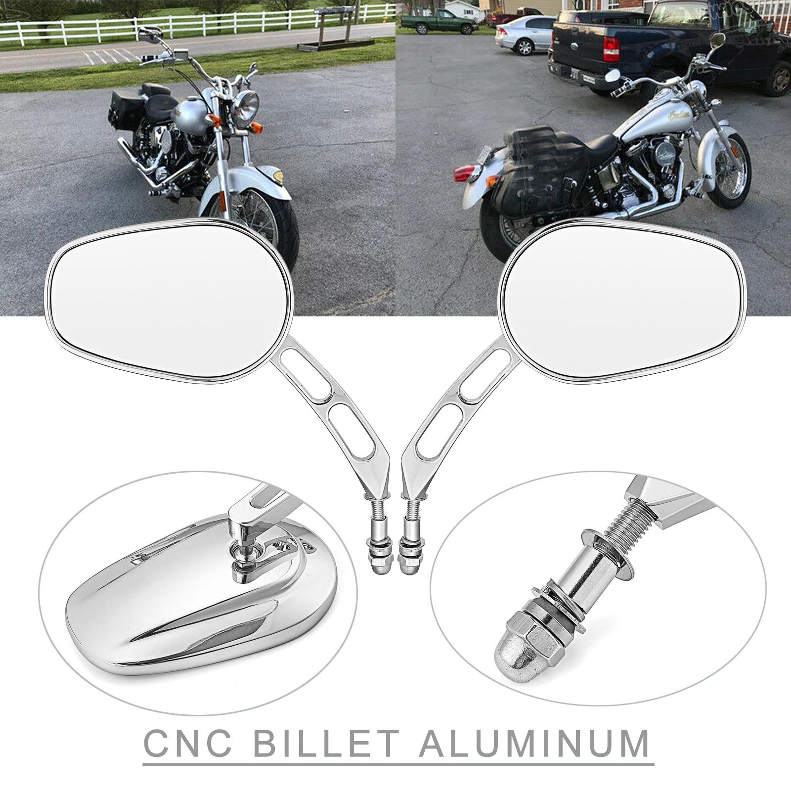 Motorcycle 8mm Rear View Side Mirror For Harley Road King Touring Xl