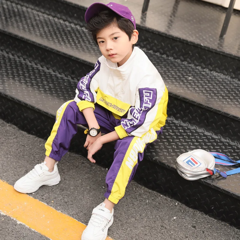 

Childrenswear 2019 Autumn New Style Korean-style BOY'S Fake Pocket Mixed Colors Two-Piece Set Middle And Large CHILDREN'S Sports