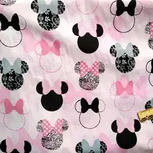 50X140 см принт головы Минни розовый белый хлопок ткань для девочек одежда постельных принадлежностей домашний текстиль наволочки DIY-BK683