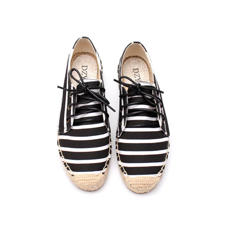 

2018 New Style Students Casual Shoes Lace-up Thick Bottomed Canvas Shoes Low Top Trend Handmade Ramie Sole Shoes Women's