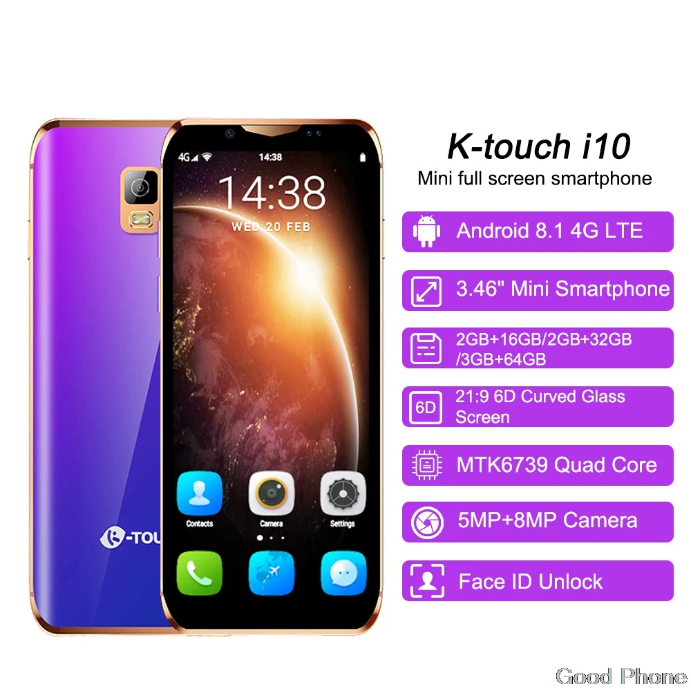 K-Touch I10 Face ID 4G Lte мини смартфон Android 8 1 Google Play мобильные телефоны MTK6580