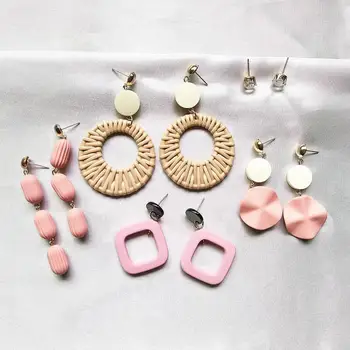 

New Design Fashion Dangle Drop Earrings Party Gifts Jewelry Charm Geometric Statement Earring Set Long Korean Earrings For Women