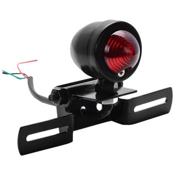 

Motorcycle Tail Light Retro PC Lens Brake Lamp Stop Light License Plate Holder 12V Universal Fits Moto Chopper Cruiser Bobber