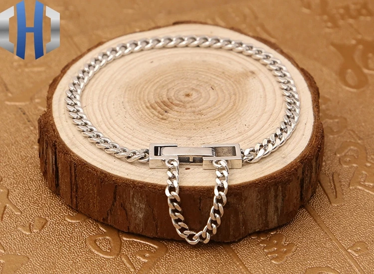 925 пробы серебряные модные трендовые ювелирные изделия Ретро тайский серебряный простой Голый мужской и женский браслет серебряный браслет подарок