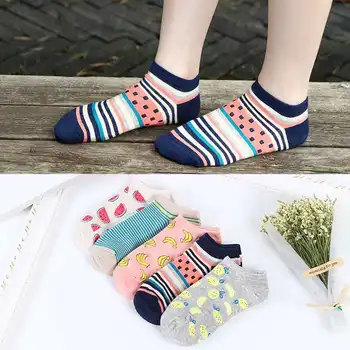 

Spring and summer cotton socks lovely fruit breathable cotton invisible socks women's boat socks