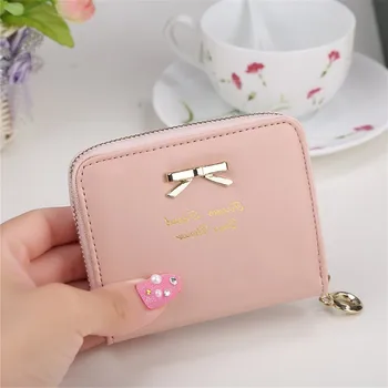 

2019 High quality Female Leather Women Wallet Bowknot Small Purse PU Artificial Wallet Zipper Coin Purse Wallet Brand #j