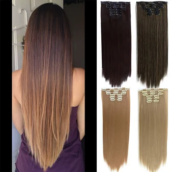 

DIANQI Hairpin long straight synthetic hairpin in high temperature fiber hair in a set of six