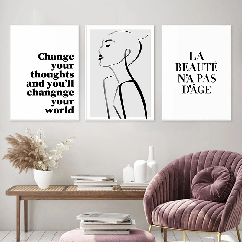

Abstract Line Drawing Minimalist Quotes Wall Art Canvas Painting Nordic Posters and Prints Modern Pictures for Living Room Decor