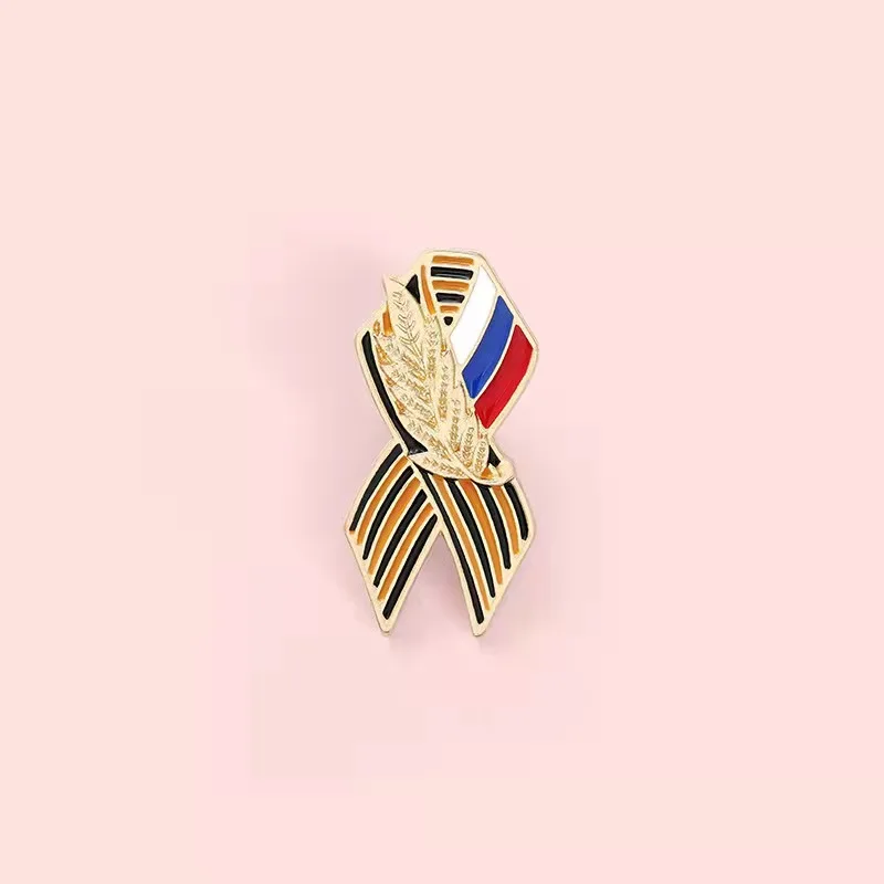 St. George Ribbon Sign Custom Badge with Russian Flag St.George Victory Day Lapel Pin Festive Brooches History Memory Symbol | Украшения и