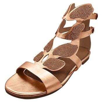 

New Hot Rhinestone Gladiator Sandals Flat Butterfly-Shape Shoes for Women Bridal Wedding SMR88