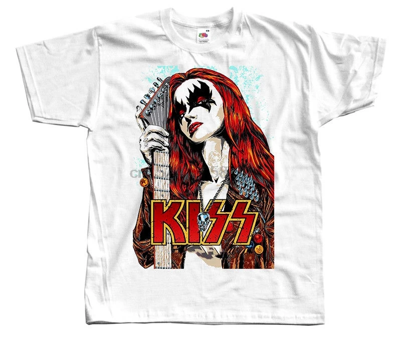 Kiss V3 постер музыкальной группы Gene simмонс футболка DTG (белая) S-3XL дизайнерские