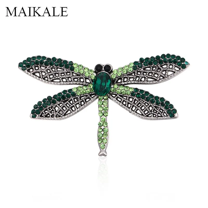 

MAIKALE Colorful Crystal Dragonfly Brooch Pins Insect Brooches for Women Kids Clothes Girls Shirt Suit Bag Accessories Broches
