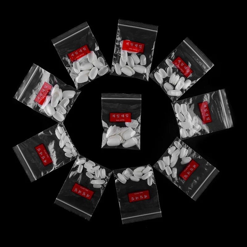 Plastic Manicure Tool Plastic Set Nail Art Display False Tips Oval Flake Fingernail Clear Nature Black Jelly For Nail Art