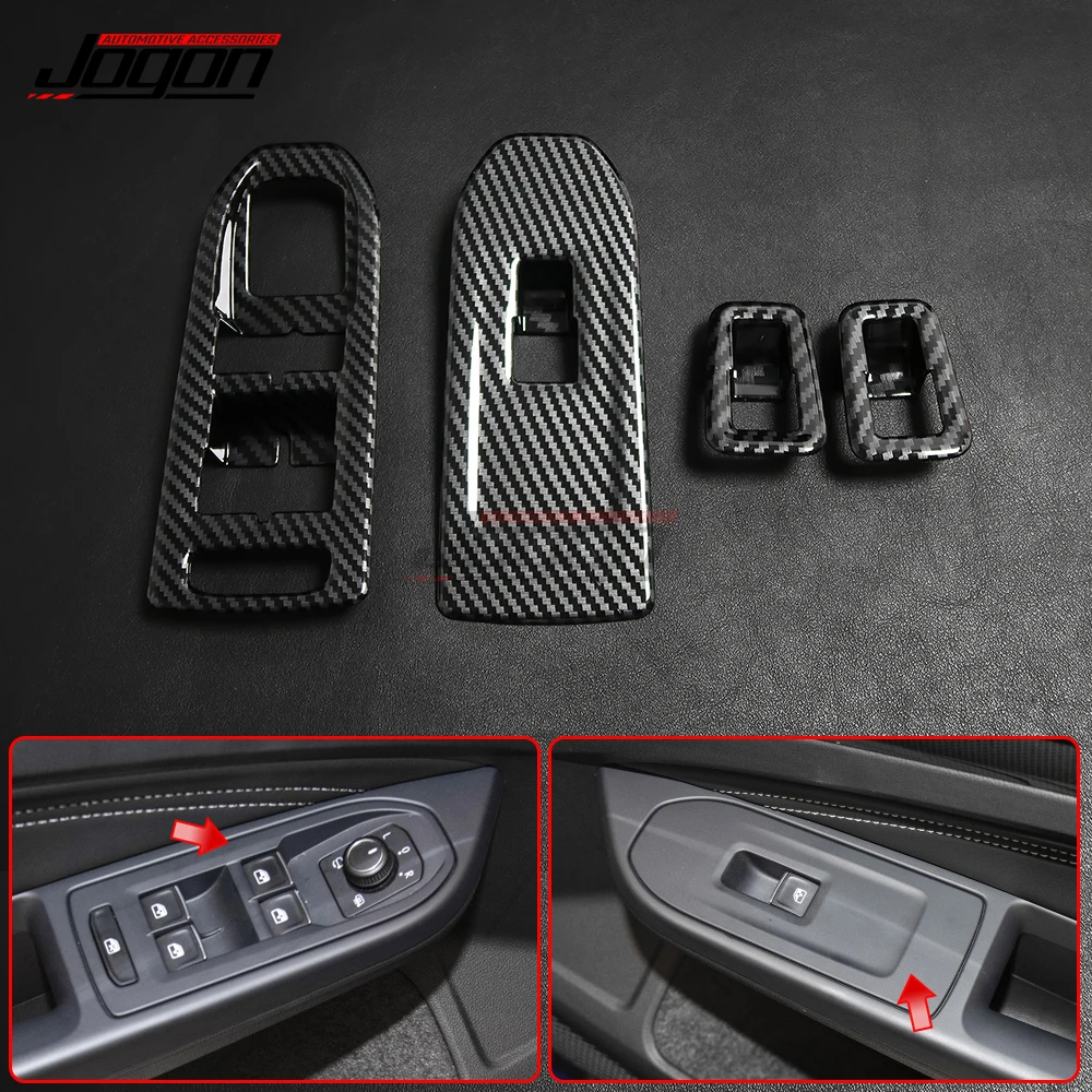 

For Volkswagen For VW Golf 8 GTI R GTE GTD MK8 2020-2021Carbon Look Car Side Door Armrest Window Lift Switch Button Cover Trim