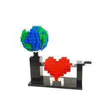 

MOC Shows The Earth's Water and Land Ratio Bricks Model Turn The Hand Joystick Love Confession Building Blocks Splicing Toy Gift