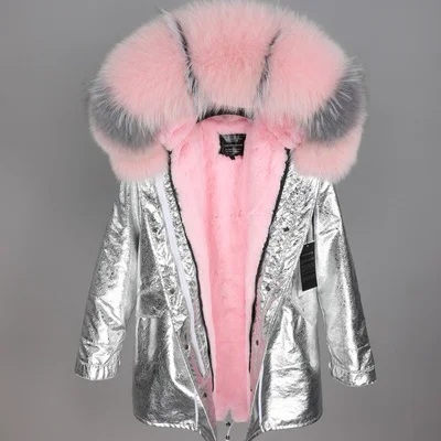 Модное женское пальто из натурального меха лисы с воротником из искусственного меха длинная парка свободное повседневное пальто зимняя куртка съемная - Цвет: long 22