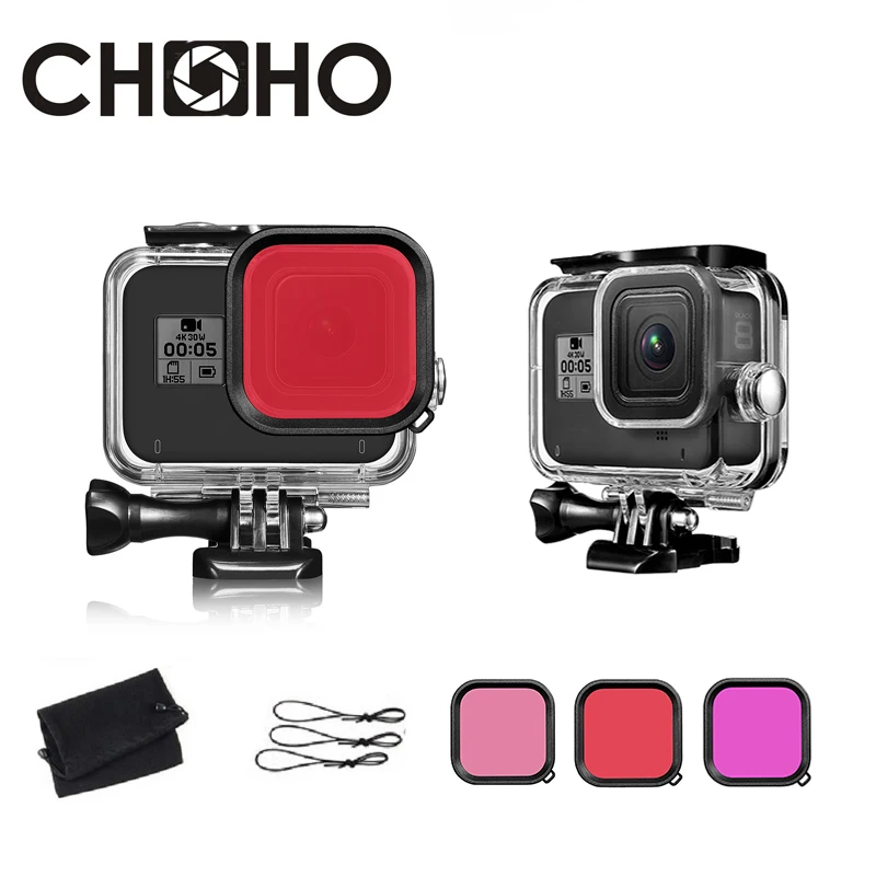 Для Gopro 8 Водонепроницаемый чехол для дайвинга 45 м защитный+ цветной фильтр для подводной защиты для Gopro Hero 8 Go Pro Аксессуары