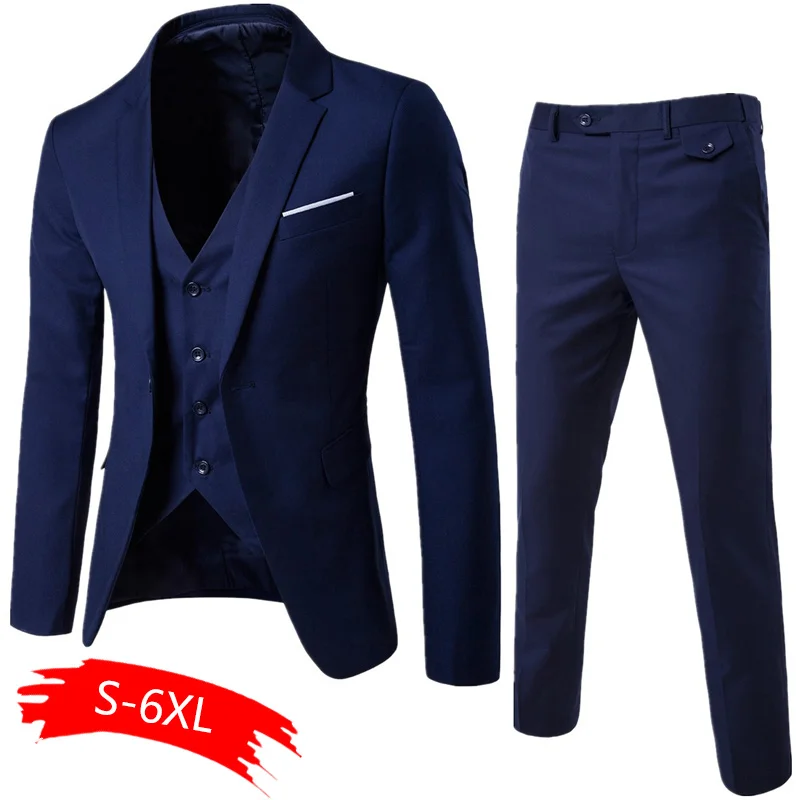 Men's Fashion Slim Suits Men's Business Casual Clothing Groomsman three-piece Suit Blazers Jacket Pants Trousers Vest Sets