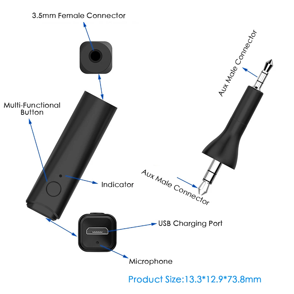 Автомобильный аудио беспроводной Bluetooth приемник передатчик адаптер V5.0 адаптер автомобильный AUX 3,5 мм аудио адаптер для наушников ресивер